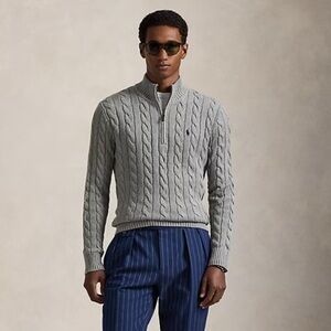 🆕 Polo Ralph Lauren Cable-Knit Cotton Quarter-Zip Sweater NWT
